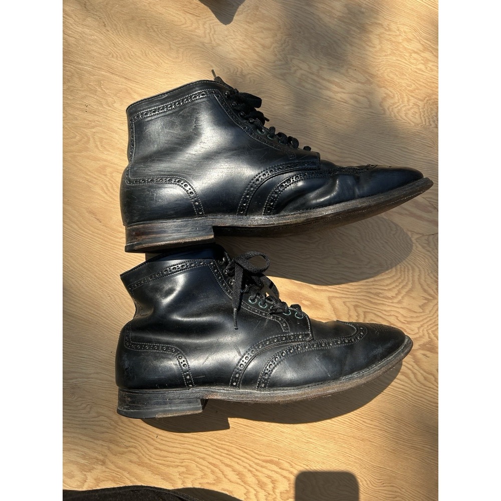 Alden 4497H Black Leather Wingtip Brogue Boots Mens 10.5D USA w/ Boot Bags